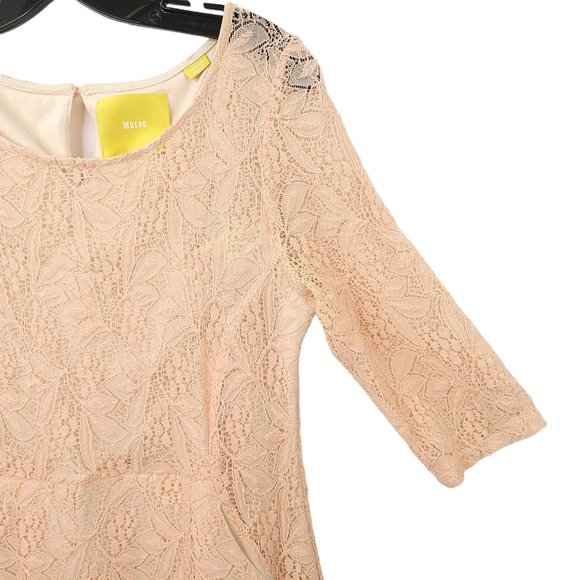 Maeve Anthropologie Pink Lace Floral Dress Size M Round Neck Keyhole Back Lined - Picture 12 of 16